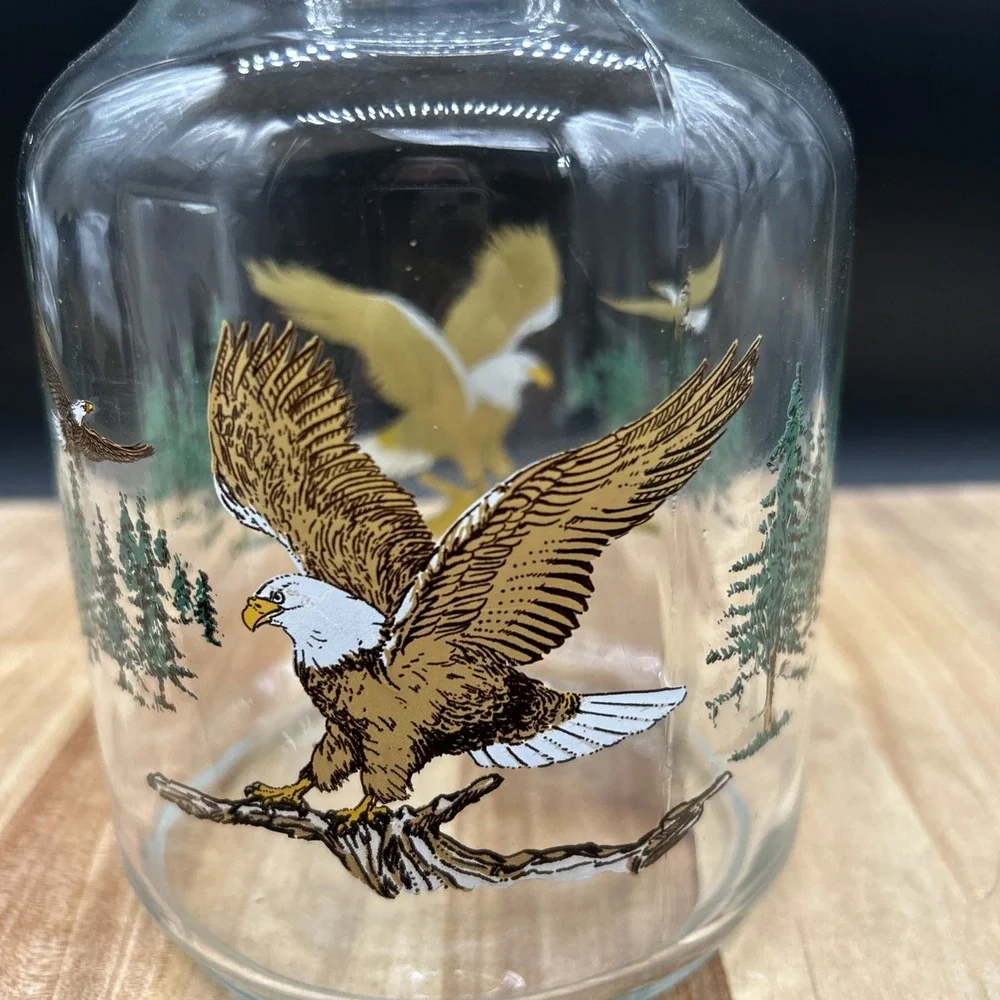 Vintage Glass Juice Pitcher Carafe Eagle Design Canada Sunoco Gas Premium